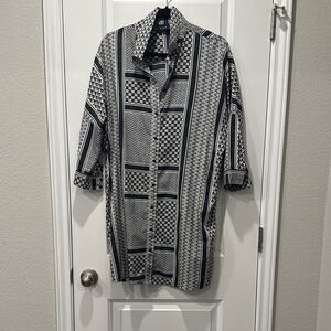 Stylish Black and White Geometric Men's Shirt